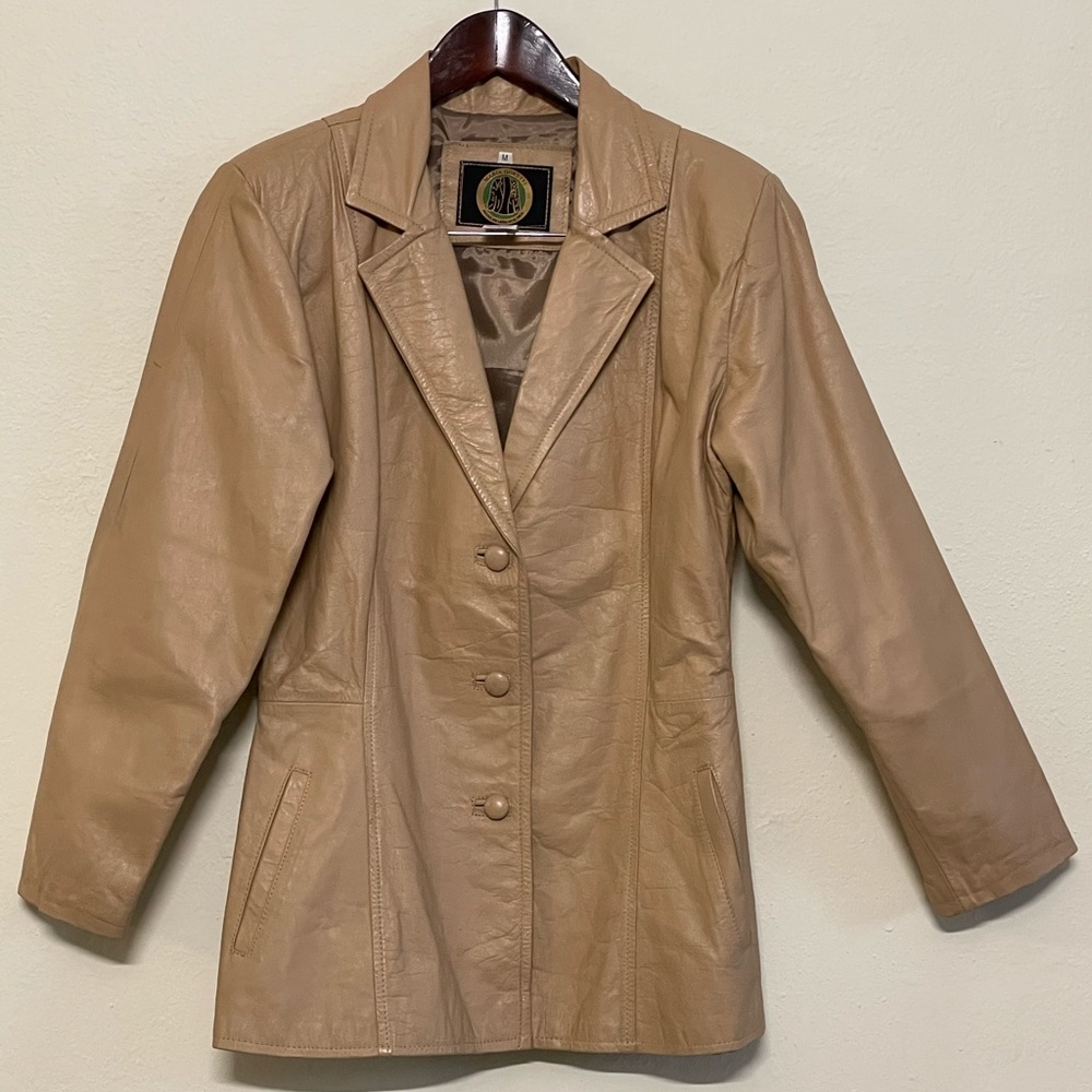 tan leather jacket